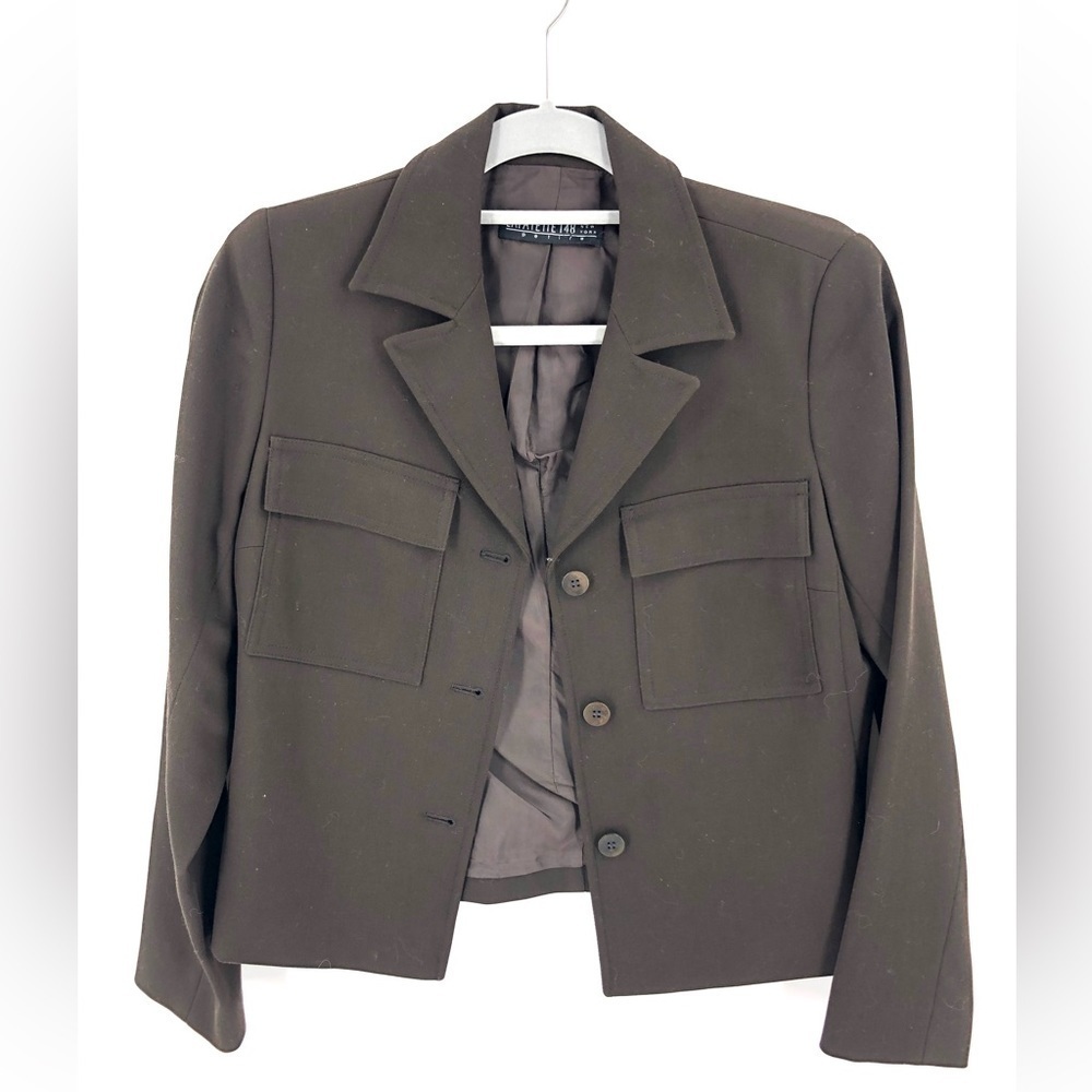 Lafayette 148 Wool Blazer Jacket Womens 4 Petite Brown Office Career Capsule